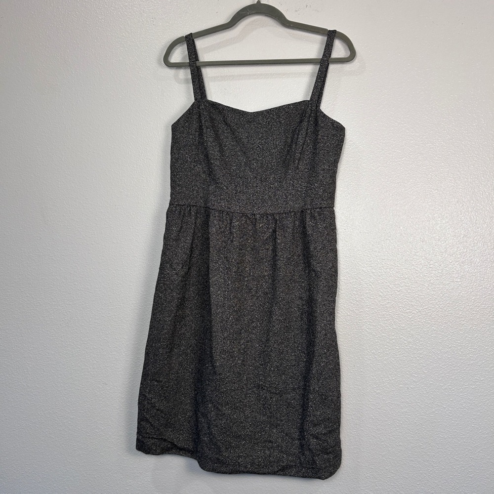 Ann Taylor Petites Gray Wool Silk Blend Tweed Sheath Dress 10P Sleeveless Square